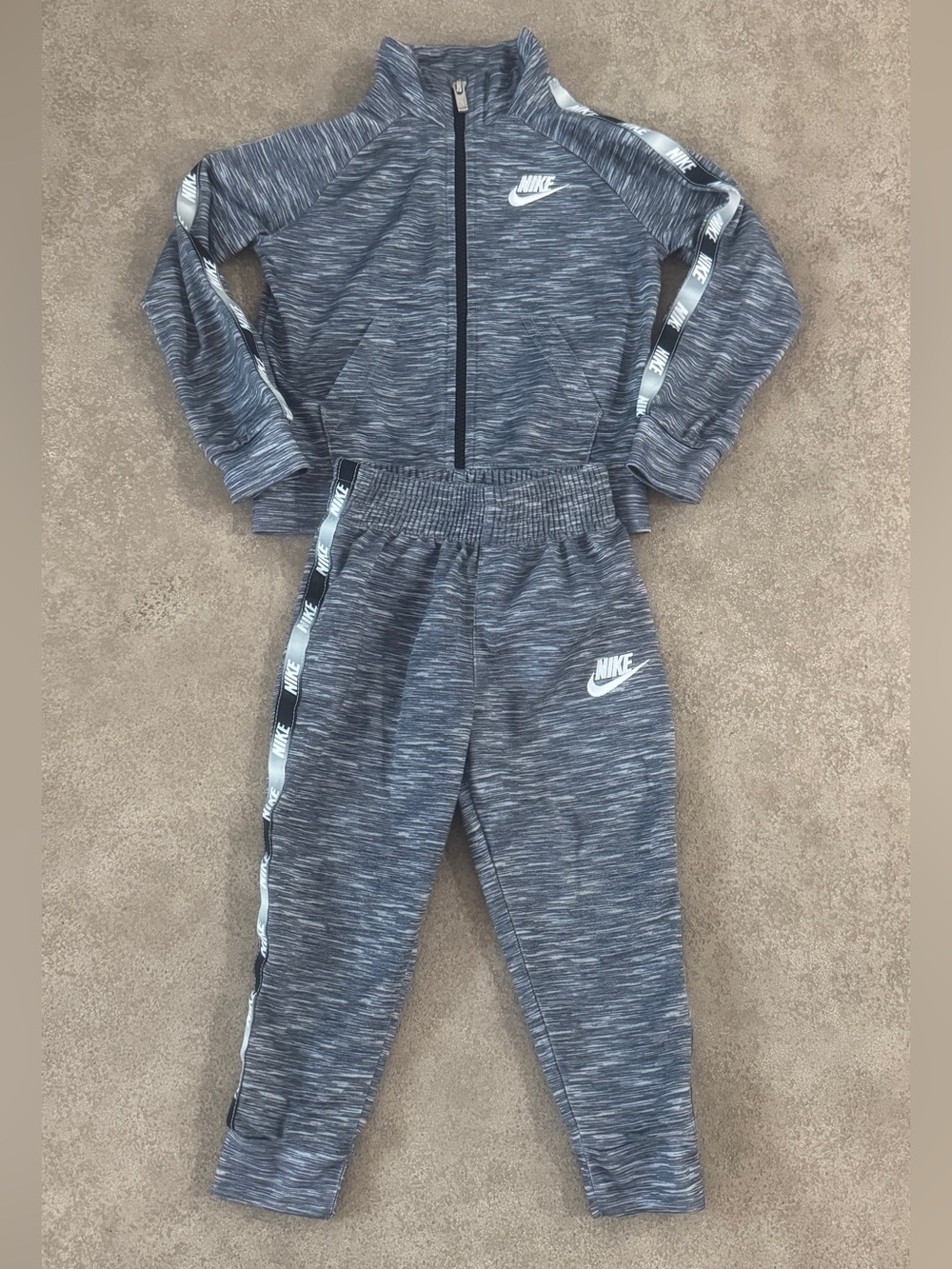 Nike Toddler 2T Gray Marled Track Suit Set Jacket Jogger Pants Logo Tape